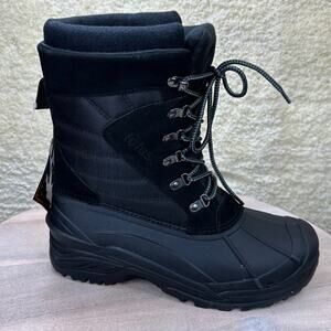 Totes Briggs Mens Size 10 Waterproof Snow Boots Black Lace Up Winter Boots New